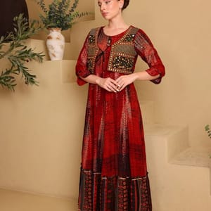 Ikkxa Farah Printed Embroidered Coat Detail Maxi Dress IKKXA - Women's Maxi Dresses 49