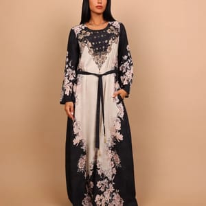 Ikkxa Delara Floral Print Embellished Detail Long Sleeves Maxi Dress