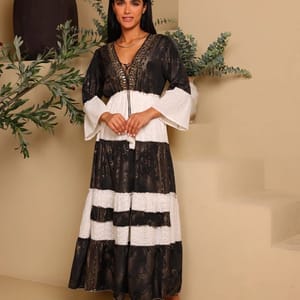 Ikkxa Roya Eyelet Tiered Maxi Dress with Embellishment IKKXA - Women's Maxi Dresses 6