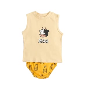 Animal Cotton Baby Clothing Set with Sleeveless Top and Shorts