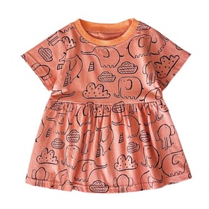 Cute Animal Cotton Summer Dress for Baby Girls Beach Holidays