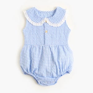 Plaid Cotton Sleeveless Baby Girls Bodysuit for Summer Wear