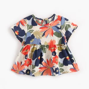 Floral Cotton Princess Dress for Baby and Little Girls Summer