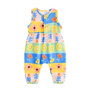Floral Rayon Sleeveless Baby Girls Jumpsuits for Summer Wear