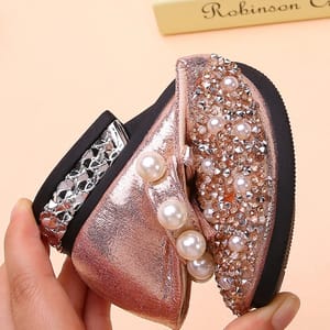 Glitter Beaded Mary Jane Flats for Girls Formal Occasions