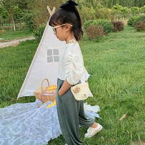 Girls Woven Straw Shoulder Bag Floral Casual Messenger Generic - Kids's Shoulder Bags 3