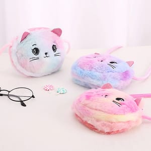Girls Cute Cat Plush Shoulder Bag Cartoon Coin Purse Generic - Kids's Shoulder Bags 3