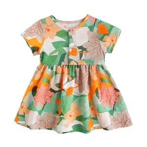 Floral Rayon Summer Dress for Baby and Little Girls Casual Wear