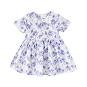 Floral Cotton Sleeveless Summer Dress for Little Girls Holiday Wear