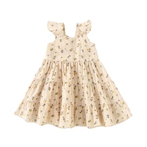 Floral Cotton Sleeveless Summer Dress for Little Girls Casual Wear