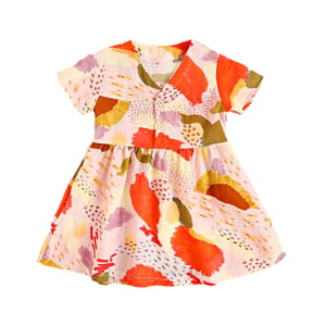 Casual Printed Rayon Summer Dress for Little Girls Holiday Wear