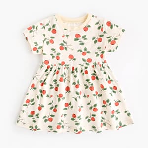 Cartoon Cotton Summer Dress for Baby and Little Girls Vacation Wear