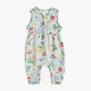Floral Rayon Sleeveless Baby Girls Jumpsuits for Summer Casual Wear