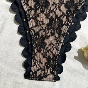 Women’s Black Lace Bikini Set Ruffled Halter Push Up Swimwear Women’s Black Lace Bikini Set Ruffled Halter Push Up Swimwear