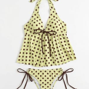 Women’s Polka Dot Print Bikini Set Push Up High Waist