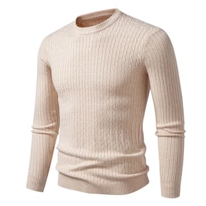 Men’s Crew Neck Ribbed Knit Long Sleeve Lightweight Pullover