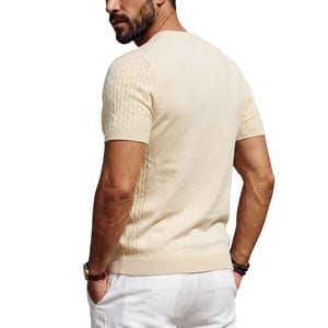 Men’s Short Sleeve Textured Knit Lightweight Breathable Casual Pullover