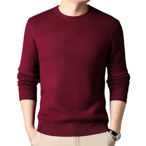 Men’s Solid Color Knitted Crew Neck Lightweight Casual Pullover