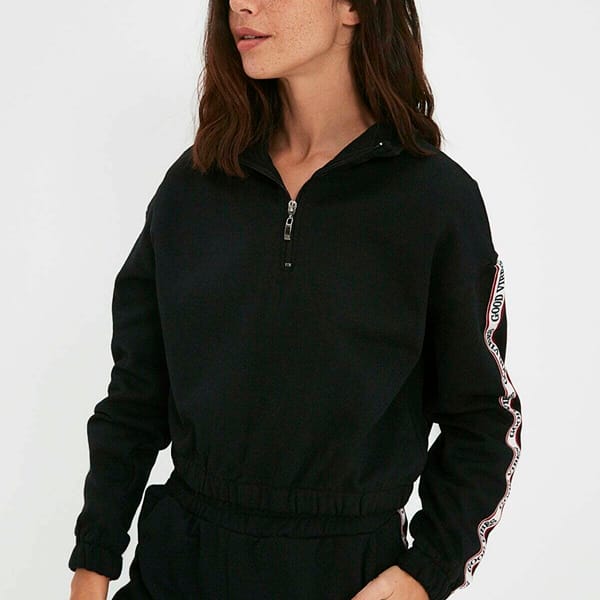 Zip Detail Crop Sweatshirt