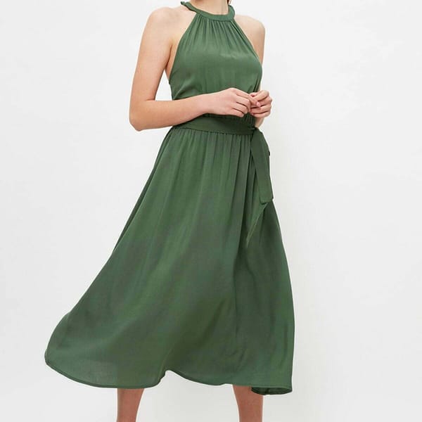 Halter Neck Pleated Dress