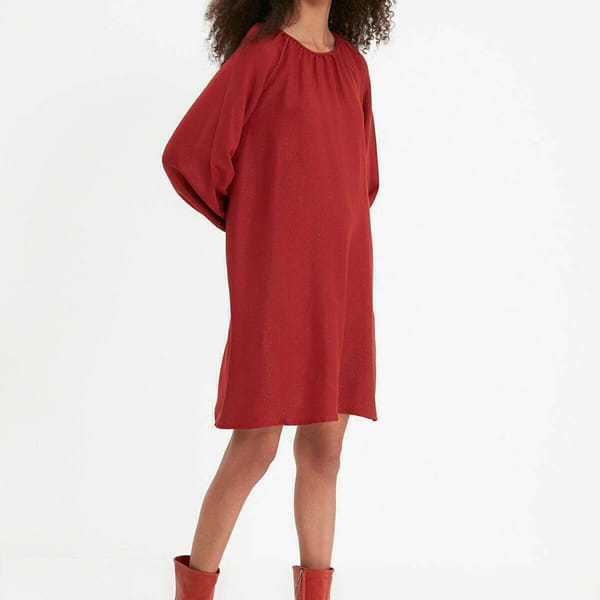 Crew Neck Balloon Sleeve Dress