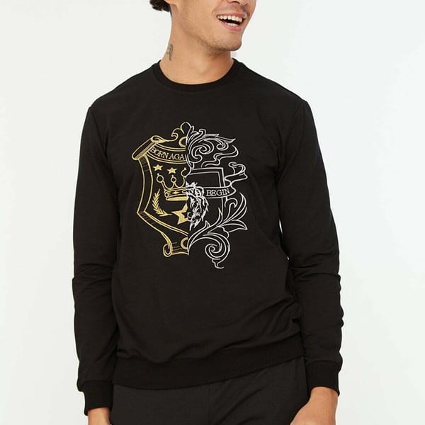 Regular Fit Black Sweatshirt