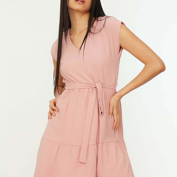 Tie Detail Tiered Dress