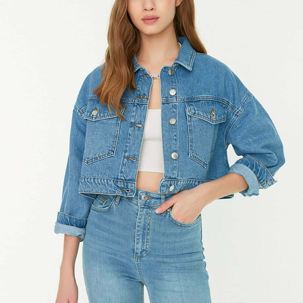 Denim Bomber Crop Jacket