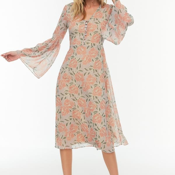 Printed A Line Midi Dress