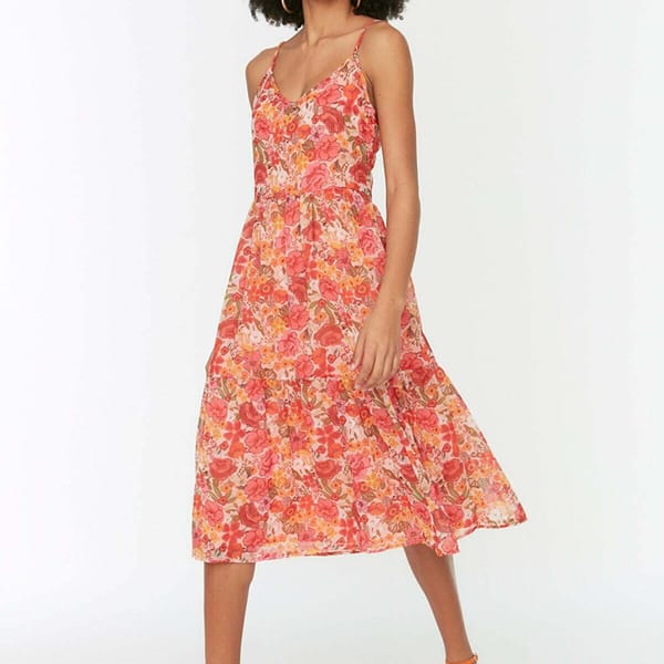 Printed Fit And Flare Midi Dress