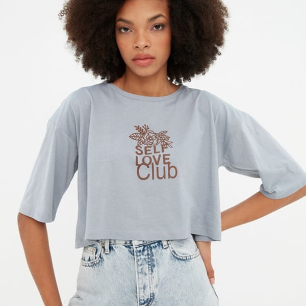 Crew Neck Printed Crop T-Shirt