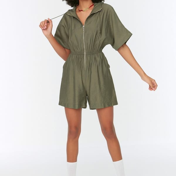 Zip Detail Knitted Playsuit