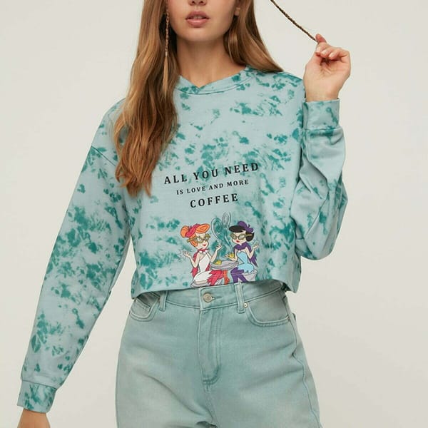 The Flintstones Printed Crop Knitted Sweatshirt