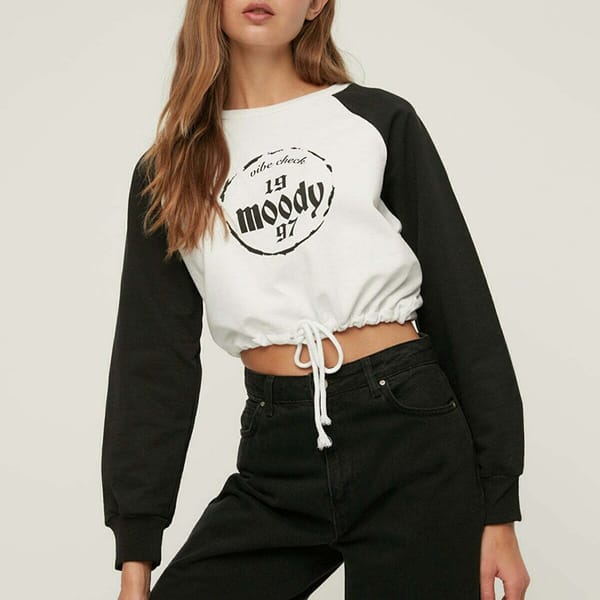Colorblock Tie Detail Crop Sweatshirt