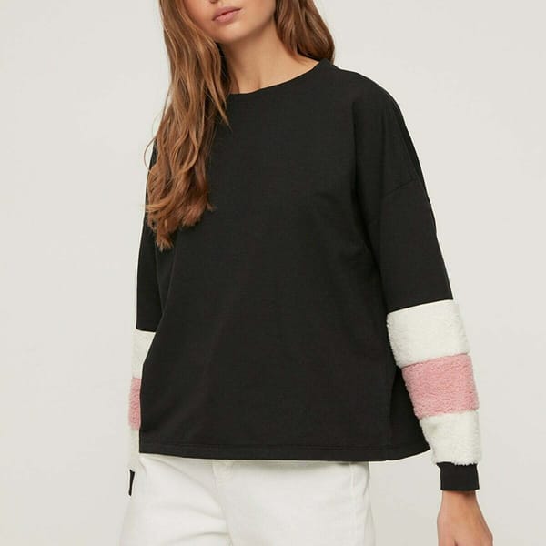 Plush Detailed Basic Thin Knitted Sweatshirt