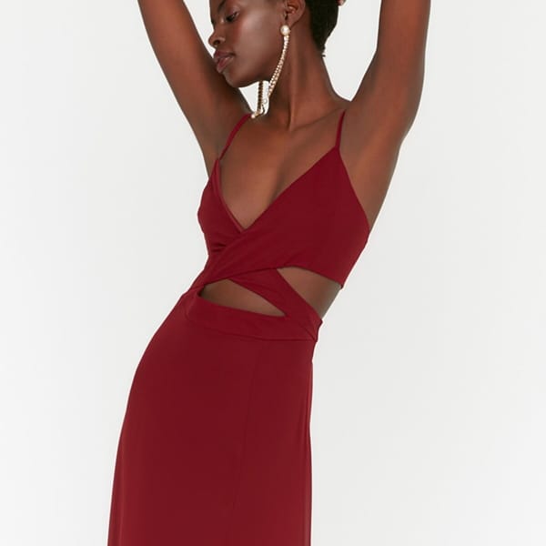 Front Split Strappy Cut Out Detail Dress