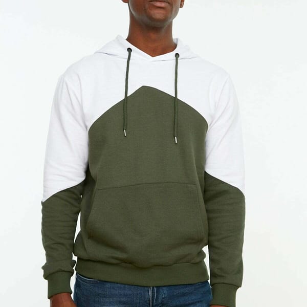 Men's Hooded Long Sleeve Paneled Sweatshirt with Kangaroo Pockets