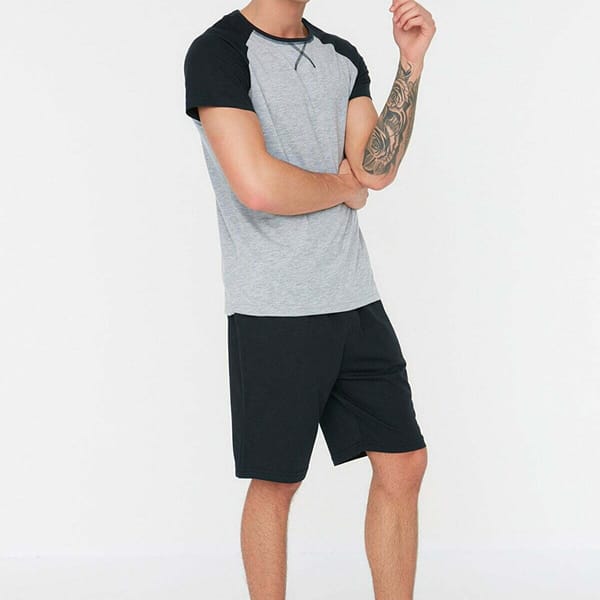 Navy Blue Back Print Raglan Men's Pyjama Set