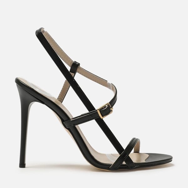 Black Tie Around Ankle Casual High Heel Women's Footwear