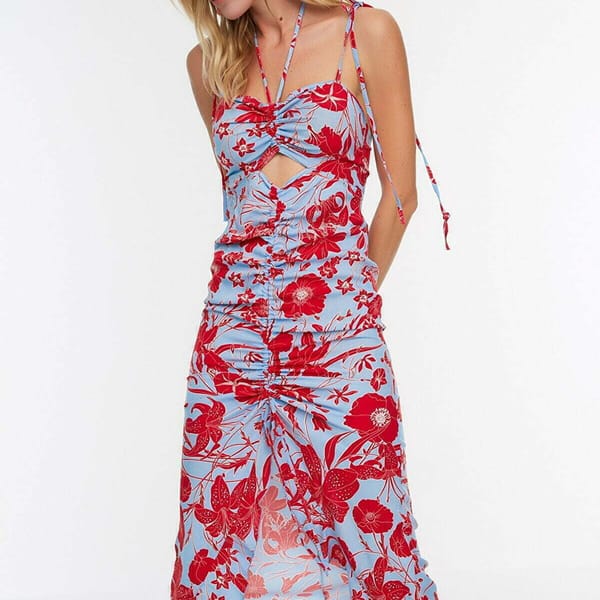Floral Gathered Midi Dress