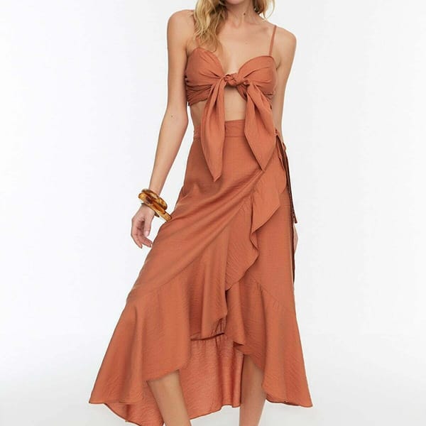 Women's Cropped Top & Skirt Set