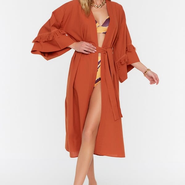 Tie Detail Longline Kimono
