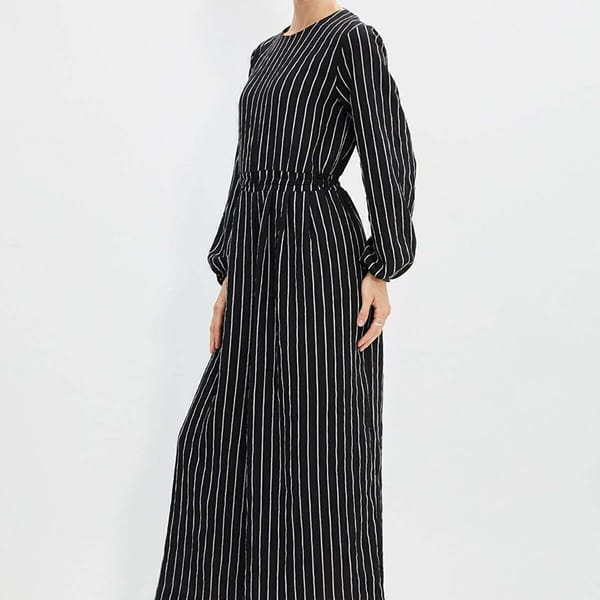 Black Wide Leg Long Sleeve Women's Jumpsuit
