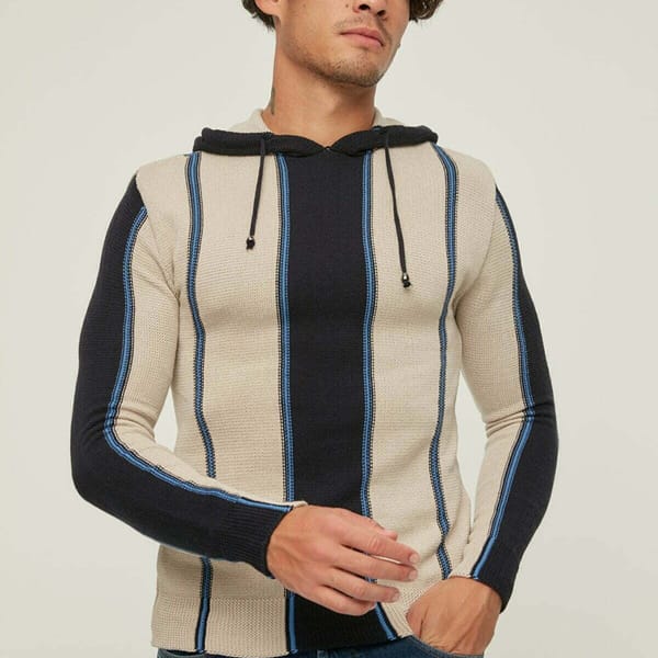 Stripe Detail Hooded Sweater