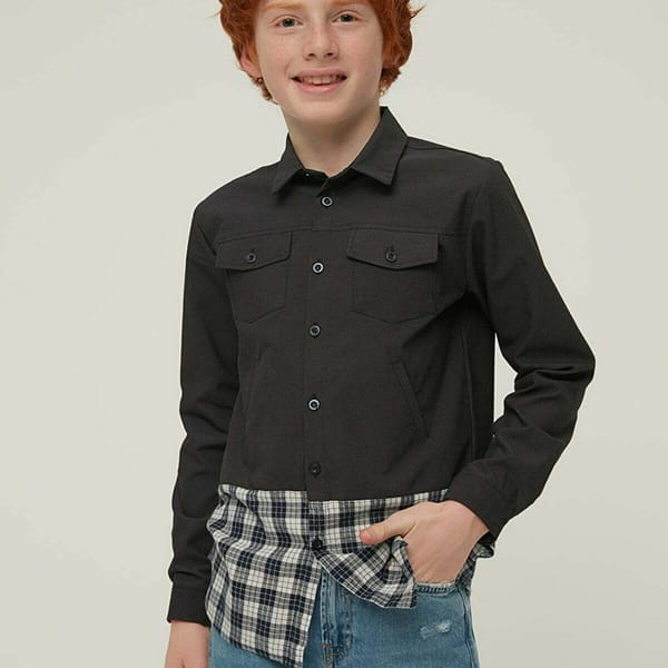 Kids Checked Panel Shirt