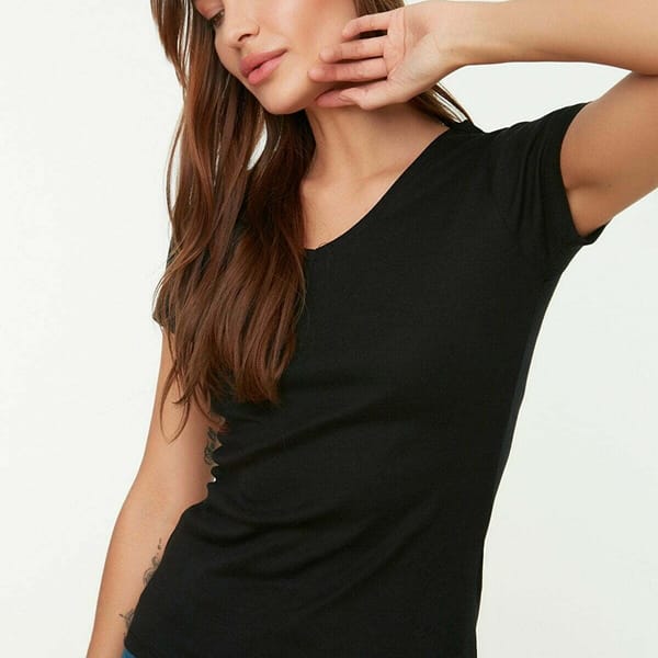 Black V-Neck Women's T-Shirt