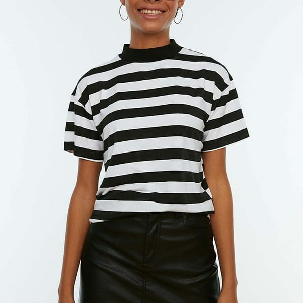 Striped Knitted T Shirt