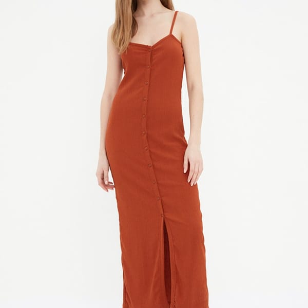 Front Split Button Detail Knitted Dress