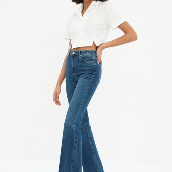 Blue High Waist Straight Women's Jeans