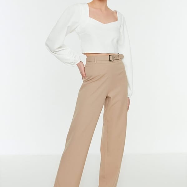 Brown Straight Leg Tailored Women's Pants